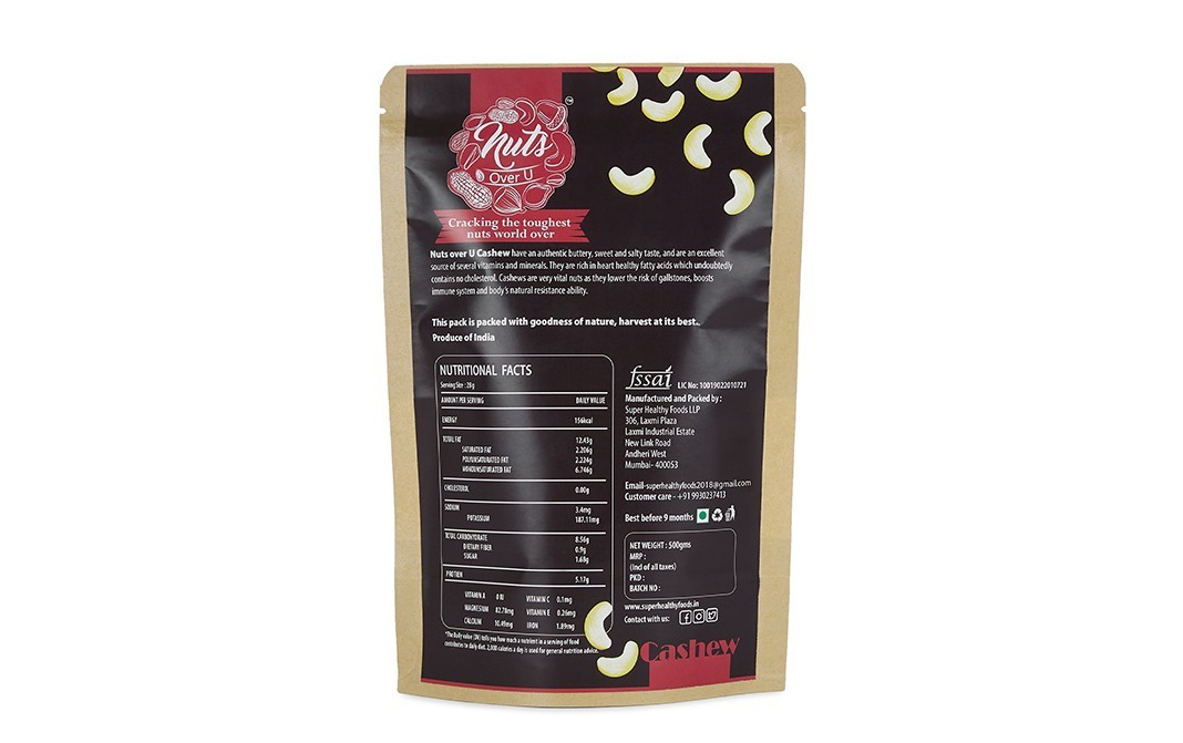 Nuts Over U Cashews    Pack  500 grams